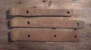 3 Antique Wrought Iron Strap Hinges Maine Barn