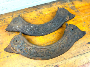 2 C 1890 Ornate Iron Wood Stove Trim Accent Pieces 16 L Replacement Parts