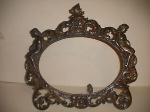 Antique Victorian 19thc Cast Iron Frame With Woman Nude For Table Mirror Picture