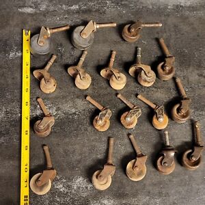 Antique Caster Wheels Lot Wood Metal Replacement Repurpose Salvage Nice