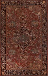 Pre 1900 Antique Vegetable Dye Sarouk Farahan Area Rug Hand Knotted Carpet 10x13
