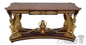 L61547ec French Empire Full Winged Sphinx Marble Top Console