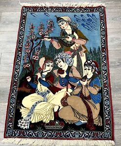 Exquisite Hand Knotted Picture Rug Silk Foundation Wool Pile Size 2 3 X3 5 