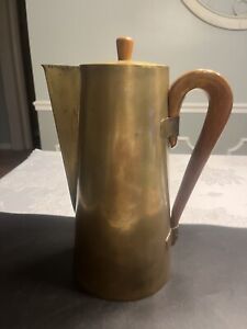 Vtg 1950s Silver Plated Brass Coffee Tea Pot Tommy Parzinger Dorlyn Silversmiths