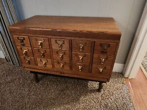 15 Drawer Vintage Mid Century Library Card Catalog File Cabinet