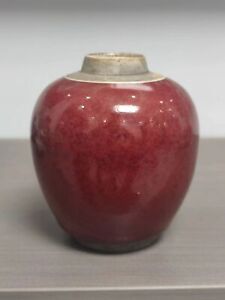 Chinese Antique Red Glazed Porcelain High End Open Leaf Tea Jar