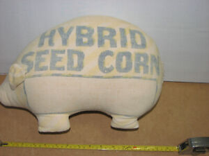 Primitive Rustic Medium Vintage Grain Feed Seed Sack Stuffed Pig