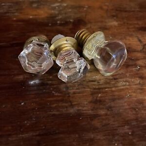 Lot Of 3 Sellers And Hoosier Kitchen Cabinet Glass Knob Threaded End And Insert
