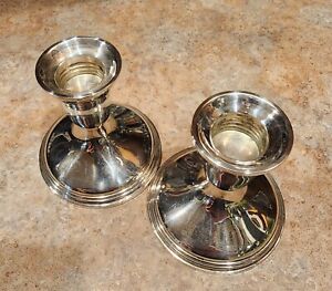 Pair Of Vintage Empire Sterling Silver Weighted Candle Stick Holders