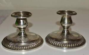Birks Sterling Silver Candlesticks Candle Holder Pair Weighted Floral Pattern