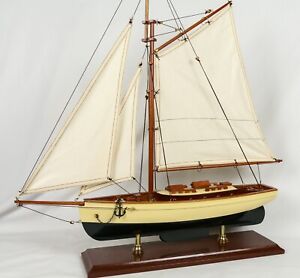 Ec Assembled 1930 Classic Model Yacht Wood Ship Sailboat 21 W X 23 H Decor