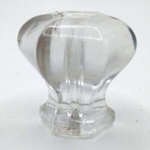 Vintage Six Sided Glass Drawer Pull Clear Glass Knob Cabinet Knob Rounded Glass