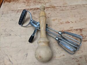 Primitive Kitchen Tool Lot Wood Pestle Or Masher Exco Best Hand Mixer Beater