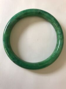 Vintage Translucent Natural Green Jadeite Jade Bangle Bracelet 59mm