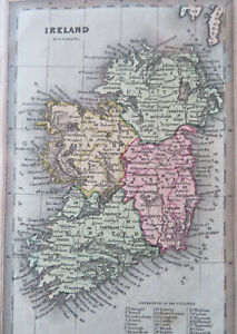 Ireland Dublin Galway Waterford Limerick Derry 1830 Miniature Map