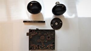 Antique Eastlake Complete Rim Lock Set Victorian Beautiful 
