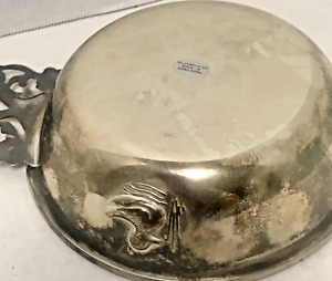 Silver Antique Porringer Bowl With Raised Duck Unique Rare Unusual Pattern