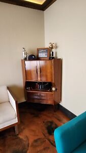 Mid Century Modern Solid Rosewood Bar Liquor Cabinet W Key