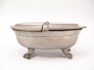 Antique 18th Century Fein Zinn Pewter German Claw Footed Relish Box