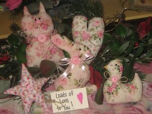 Cottage Gathering Cat Rabbit Chick Heart Star Bowl Fillers Handmade Valentine