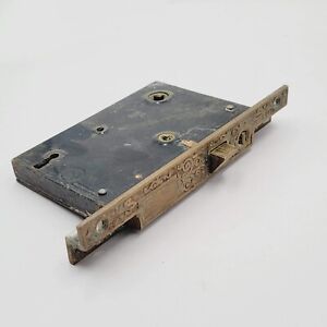 Vintage Ornate Mortise Lock Door Hardware Salvage Skeleton Double Keyhole No Key