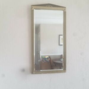 Antique Beveled Gesso Hanging Wall Mirror 27 Tall X 14 Across