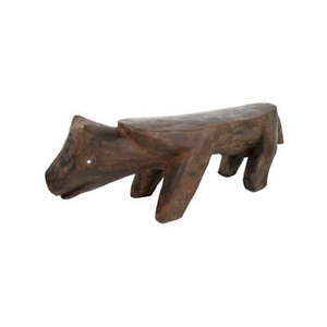 Dinka Figural Headrest Stool With Metal Studs South Central Africa