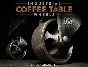 Vtg Industrial Casters Antique Steel Metal Wheel Factory Cart Coffee Table Old