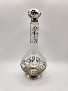 Antique Sterling Silver 925 Decanter Perfume Glass Bottle Tested