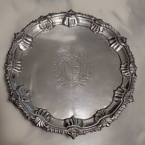 Georgian Sterling Silver Salver Tray C 1769 William Turner London Footed