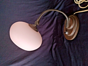 Antique Art Deco Sconce Or Desk Lamp Single Pink Frosted