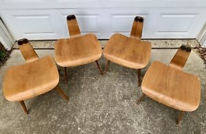Set 4 Vintage Herman Miller Eames Lcw Molded Plywood Lounge Chairs No Backrests