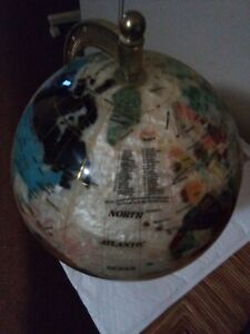Vintage Mother Of Pearl Rotating Globe W Sundial