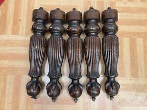 Vintage Large Table Legs Carved Antique Set Turned Wooden Victorian Farmhouse X5
