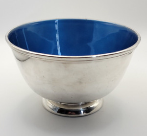 Towle Silverplate Blue Enamel Footed Bowl 6 E P 5002 Mcm