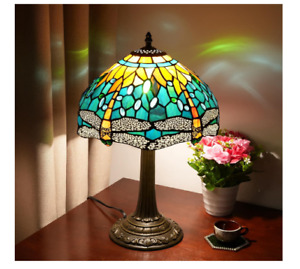 Rotating Stacked Lamp Tiffany Style Vintage Lamp Home Decor Retro Glass Stained 