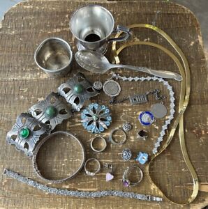 Scrap Sterling Silver Lot Including Gorham Milor Jewelry Demitasse Cover Neat