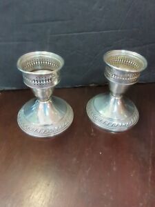 Vintage Art Deco Pair Of Duchin Creations Sterling Silver Candlestick Holders