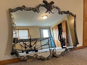 Antique Large Venetian Wall Mirror Vintage 60x48 Perfect Condition