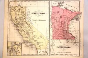 1875 Francis Mcnally Atlas Map California Minnesota Great Detail