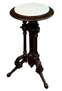 Renaissance Revival Victorian Carved Marble Top Fern Stand Plant Table Dated 187