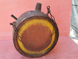 Antique Primitive Old Wooden Vessel Keg Barrel Iron Banded Original 19th