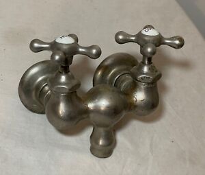 Antique Nickel Plated Brass Mueller Porcelain Industrial Wall Faucet Fixture