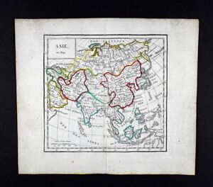 1809 Delalain Map Asia Japan China India Arabia Siberia Philippines Siam Ceylon