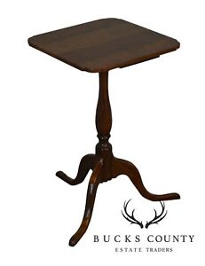 Bartley Collection Solid Cherry Snake Foot Pedestal Side Table