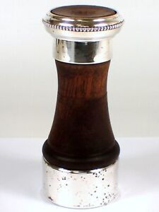 Fine Vtg Revere Silver Co Italy Sterling Wood Pepper Mill Grinder Salt Shaker