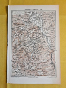 1901 Original Vintage Map Berchtesgade Bavaria Alpine County Germany C102