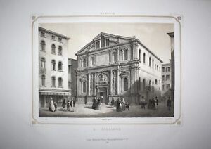 1860 Venezia Venice Chiesa Di San Zulian Church Moro Lithography
