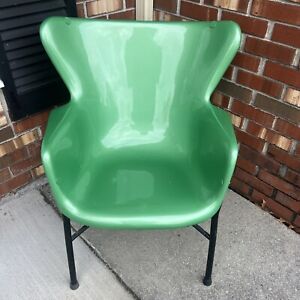 Rare Vintage Lawrence Peabody Fiberglass Wingback Mint Green Chair