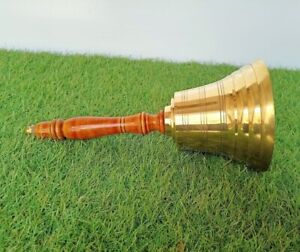 12 Handheld Shiny Brass Ship School Bell Nautical Vintage Bell Collectible Gift